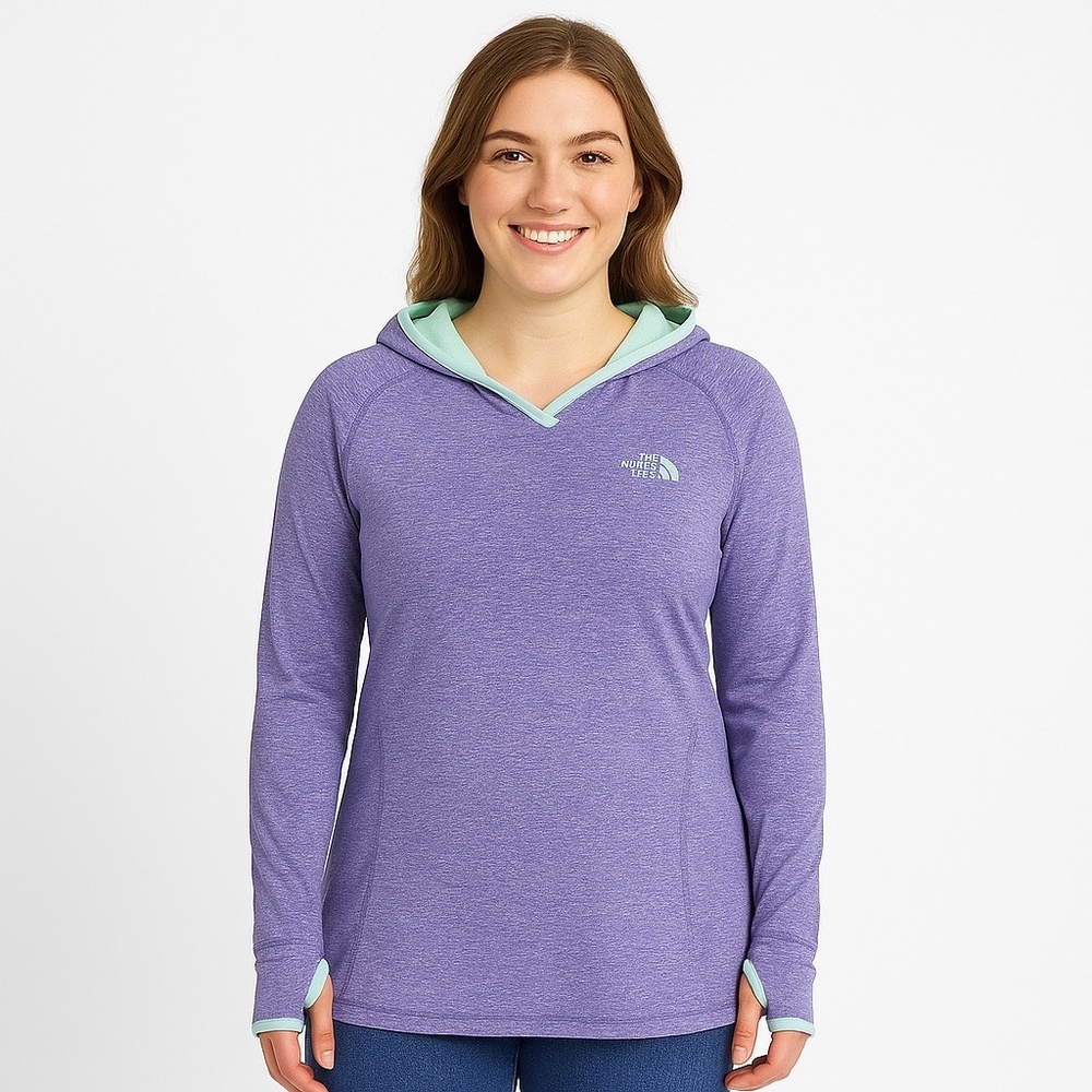 The North Face Purple Hoodie with Mint Trim